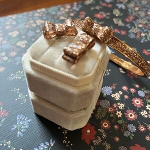Kate Spade Rose Gold Bow Bangle & Matching Earrings